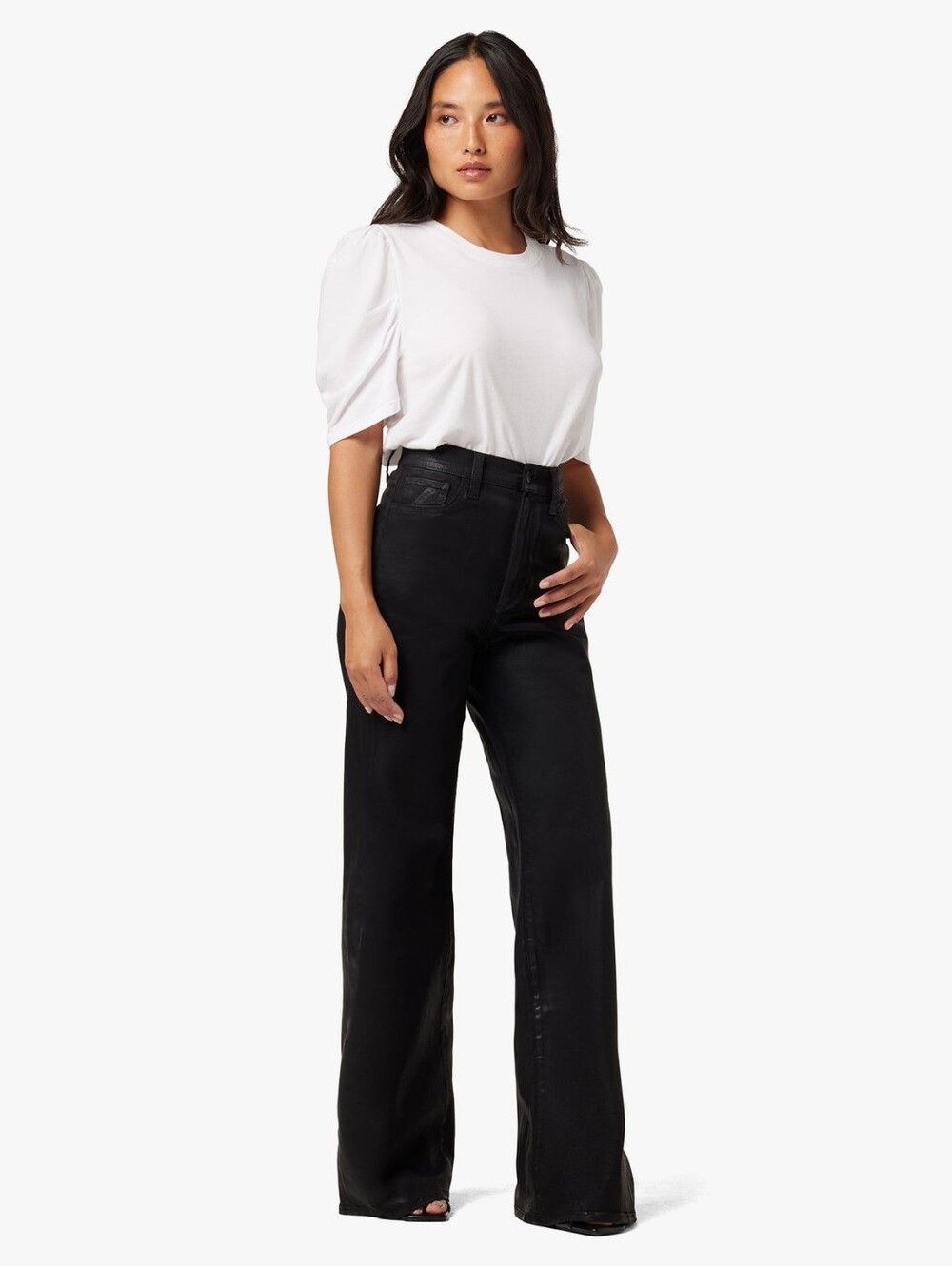 JOE'S THE MIA HIGH RISE WIDE LEG COATED BLACK Color Size 29 Glossy